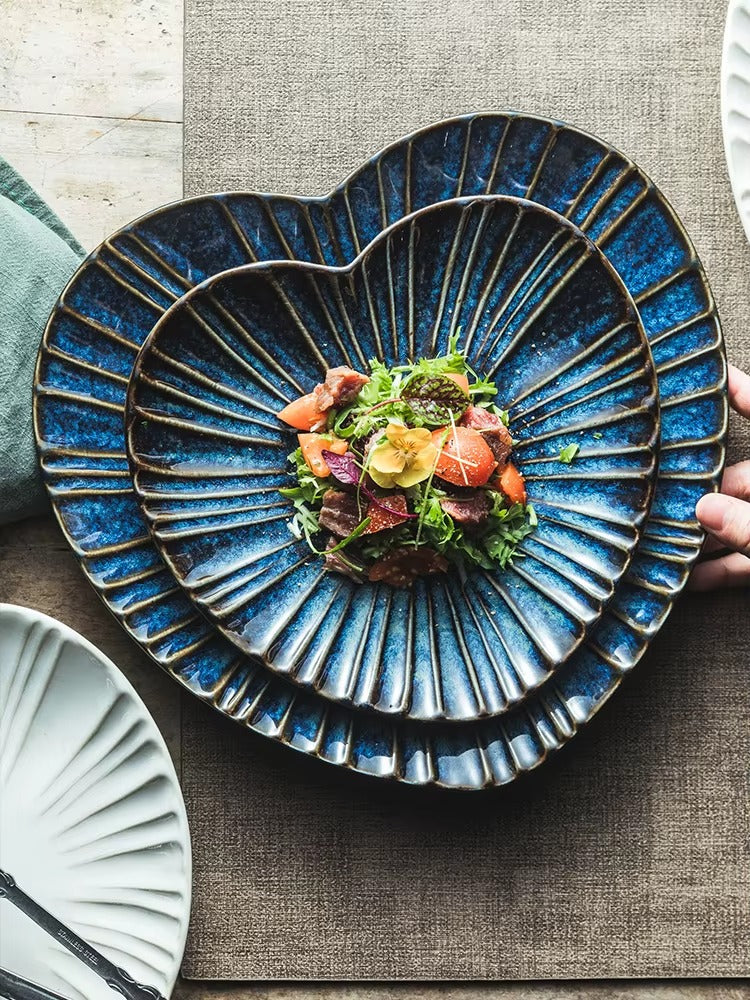 Heart-shaped plate home new ceramic commercial relief advanced sense light luxury dish