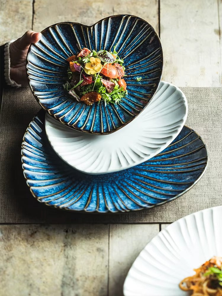 Heart-shaped plate home new ceramic commercial relief advanced sense light luxury dish
